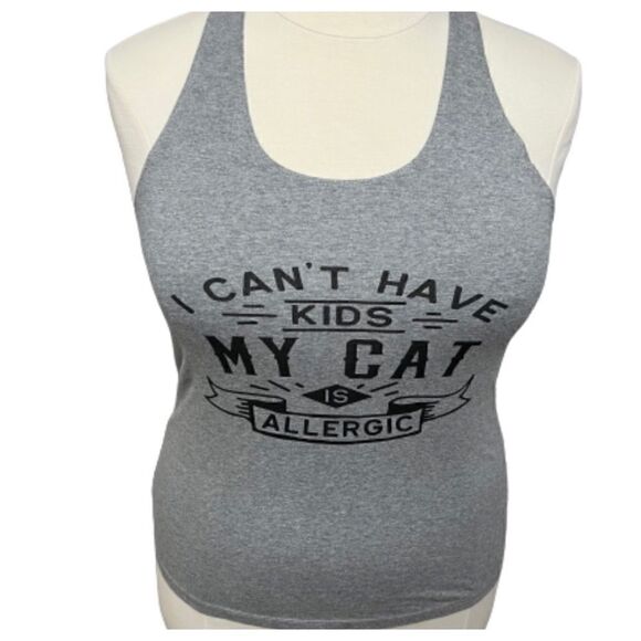 Funny Tank Top “‎ I Cant’t Have Kids, My Cats Are Allergic” — L - Picture 2 of 8